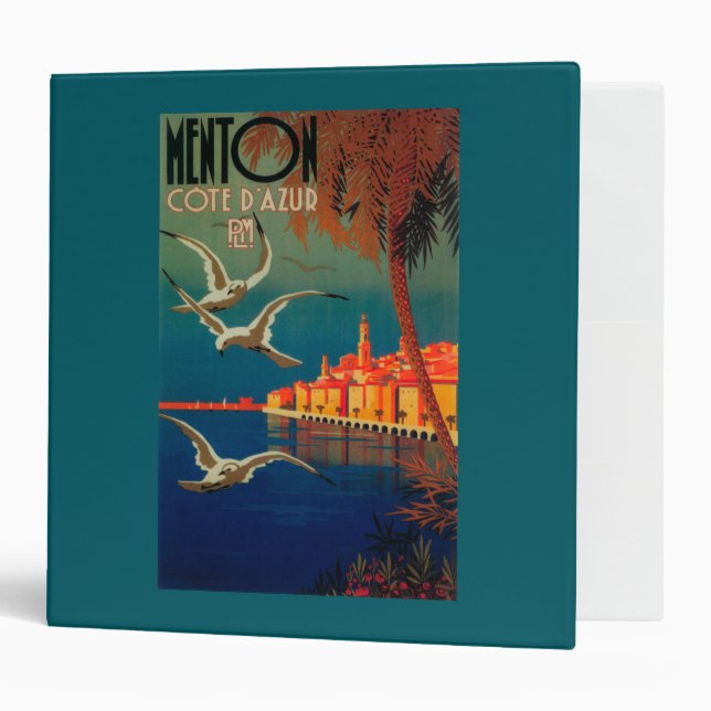 French Riviera Travel Poster # 1 3 Ring Binder (Front/Inside)