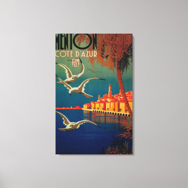 French Riviera Travel Poster # 1 Canvas Print (Front)