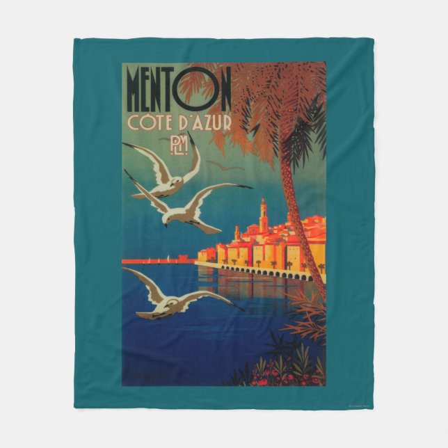 French Riviera Travel Poster # 1 Fleece Blanket (Front)