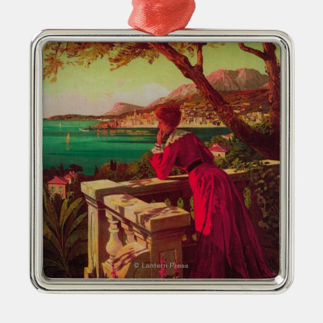French Riviera Travel Poster # 2 Metal Ornament (Front)