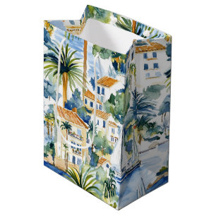 French Riviera Tropical Palm Trees Birthday Medium Gift Bag