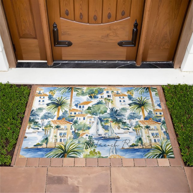 French Riviera Tropical Palm Trees Doormat (Outdoor)
