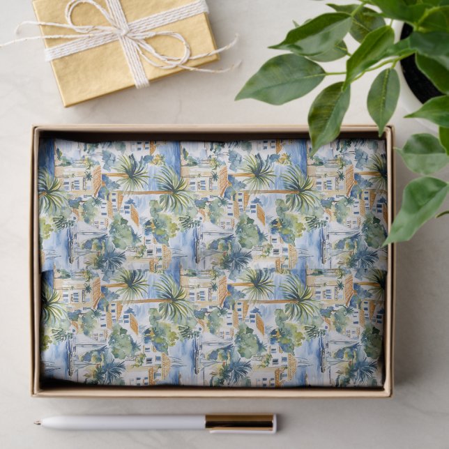 French Riviera Tropical Palm Trees Tissue Paper (Gift)