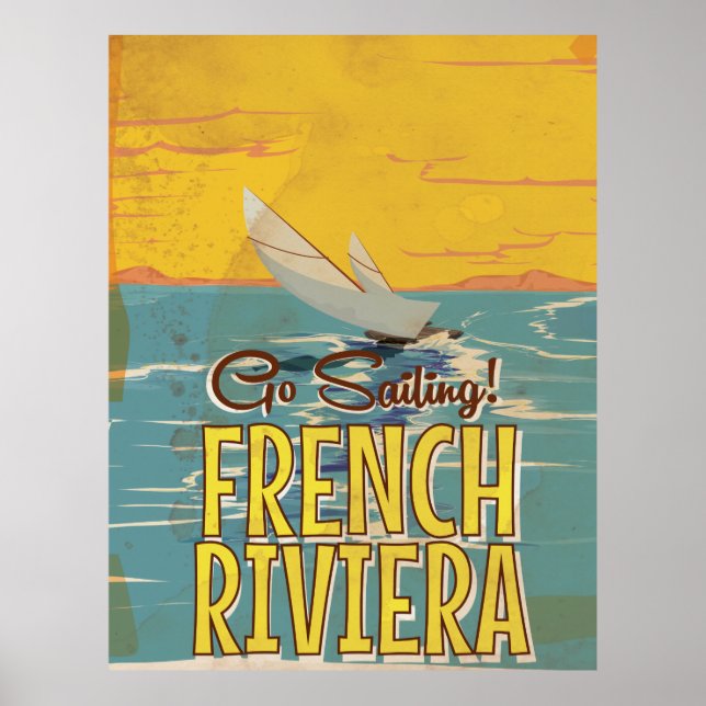 French Riviera vintage travel poster (Front)