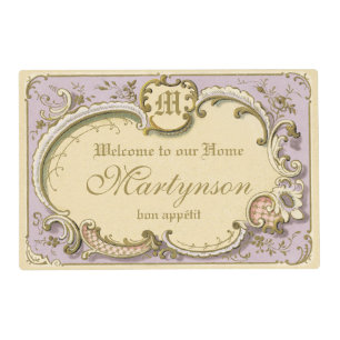 French Rococo Boudoir Elegant Frame Gold Lilac Placemat