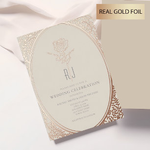 French Rococo Gold Foil Wedding Invite