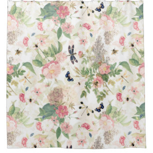 French Rococo Redouté Roses And Flowers Garden Shower Curtain