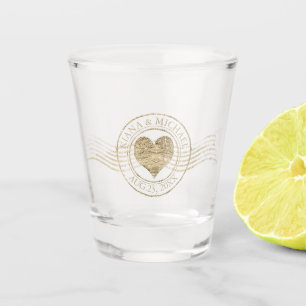 French Romance Heart Wedding Gold ID870 Shot Glass
