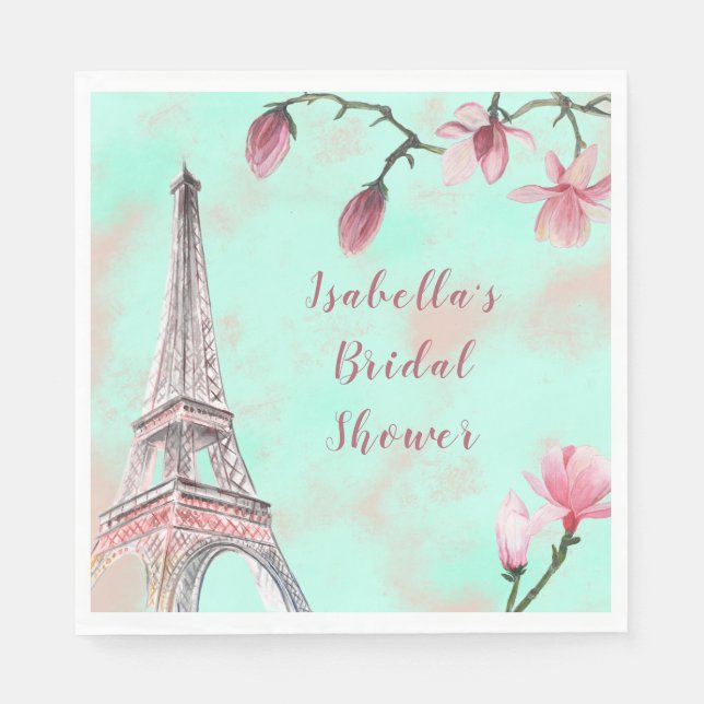 French Romance Paris Magnolia Bridal Shower Napkins (Front)