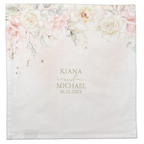 French Romance Wedding Floral Blush ID870 Cloth Napkin