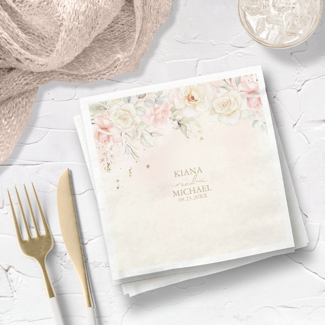 French Romance Wedding Floral Blush ID870 Napkins (Creator Uploaded)