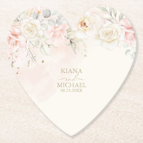French Romance Wedding Floral Blush ID870 Paper Coaster