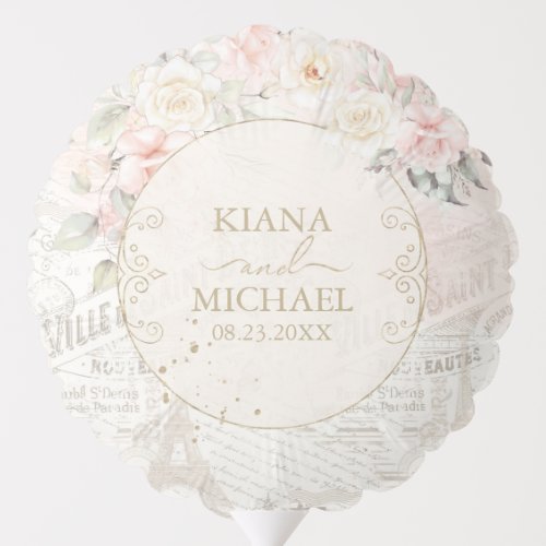 French Romance Wedding Floral Frame Blush ID870 Balloon