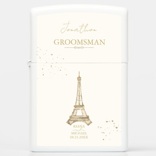French Romance Wedding Party Member Blush ID870 Zippo Lighter (Front)