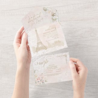 French Romance Wedding RSVP Blush ID870