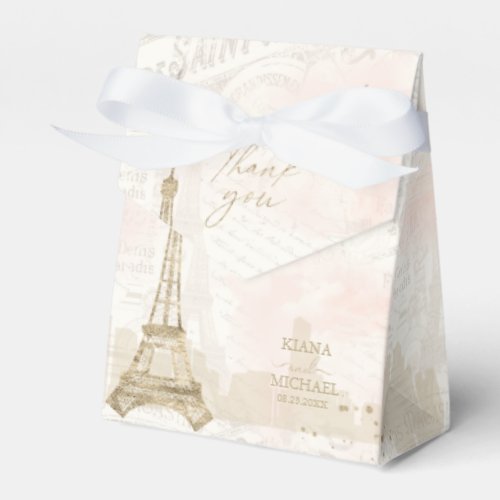 French Romance Wedding Thank You Blush ID870 Favor Boxes
