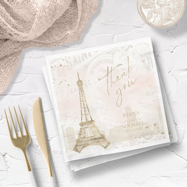 French Romance Wedding Thank You Blush ID870 Napkins (Creator Uploaded)