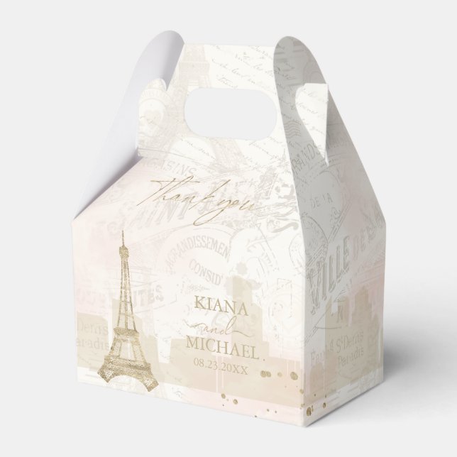 French Romance Wedding Thank You V2 Blush ID870 Favor Boxes (Front Side)