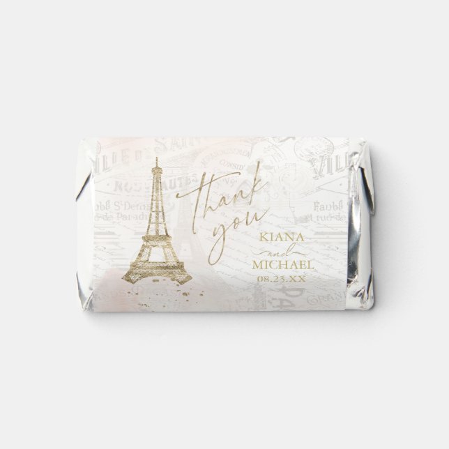 French Romance Wedding Thank You V2 Blush ID870 Hershey's Miniatures (Front)