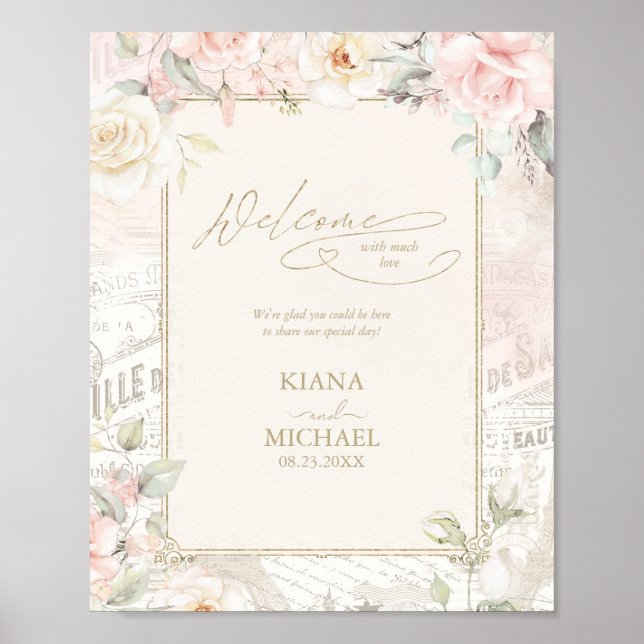 French Romance Wedding Welcome Blush ID870 Poster (Front)