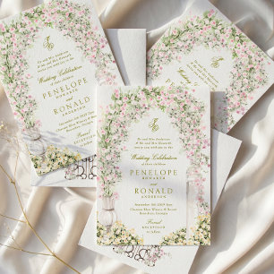 french romantic garden arch monogram royal wedding invitation