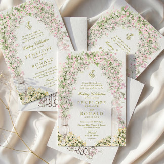 french romantic garden arch monogram royal wedding invitation