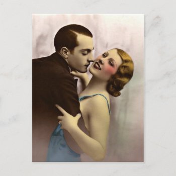 French Romantic Love Couple Vintage Postcard by FrenchFlirt at Zazzle