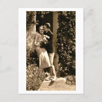French Romantic Love Kiss Vintage Postcard by FrenchFlirt at Zazzle