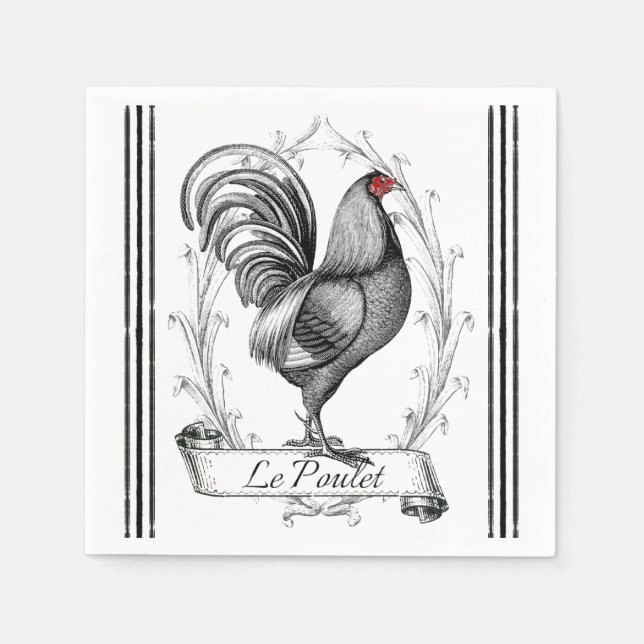 French Rooster Le Poulet Paper Napkins (Front)