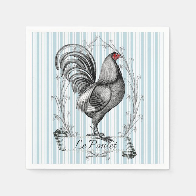 French Rooster Le Poulet Paper Napkins (Front)