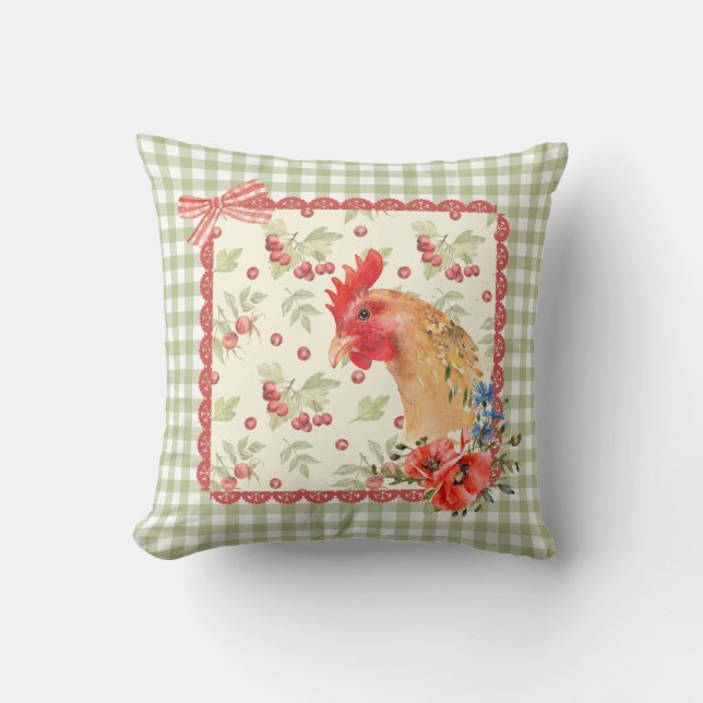French Rooster Throw Pillow (Front)