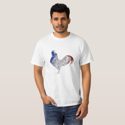 French rooster water colours flag T_Shirt