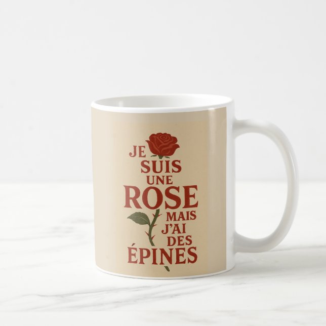 French Rose‑and‑Thorns Minimalist Mug (Right)