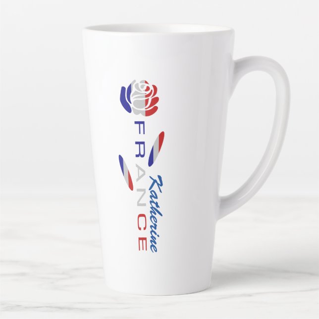 French Rose Flag Personalized  Latte Mug (Right)