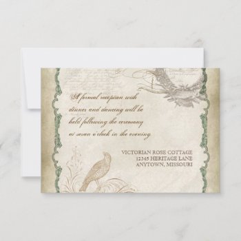French Rose Love Birds Vintage Lace - Apple Green Invitation by VintageWeddings at Zazzle