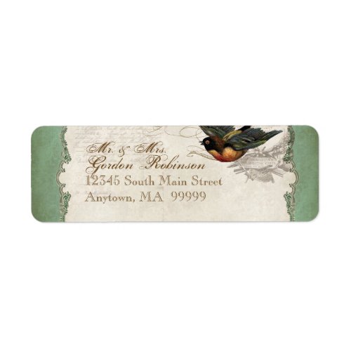 French Rose Love Birds Vintage Lace - Apple Green Label