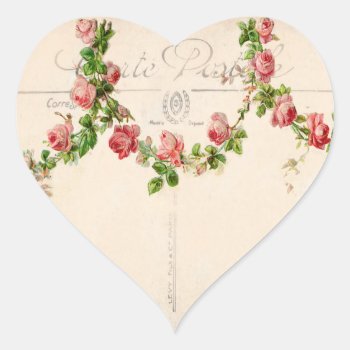 French Rose Swag Heart Sticker by WickedlyLovely at Zazzle