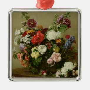 French Roses and Peonies, 1881 Metal Ornament