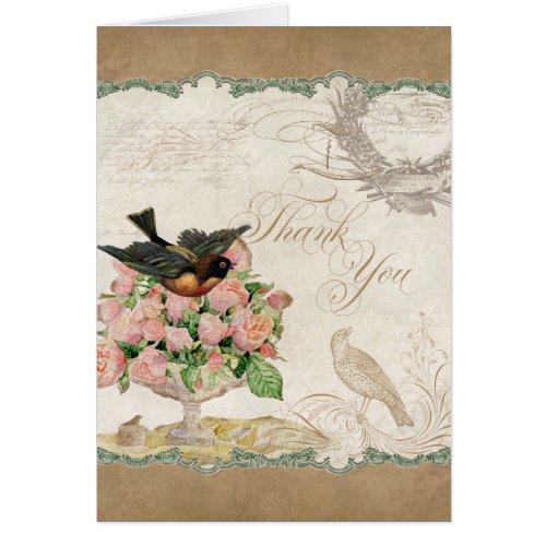 French Roses Love Birds Vintage Lace _ Mocha