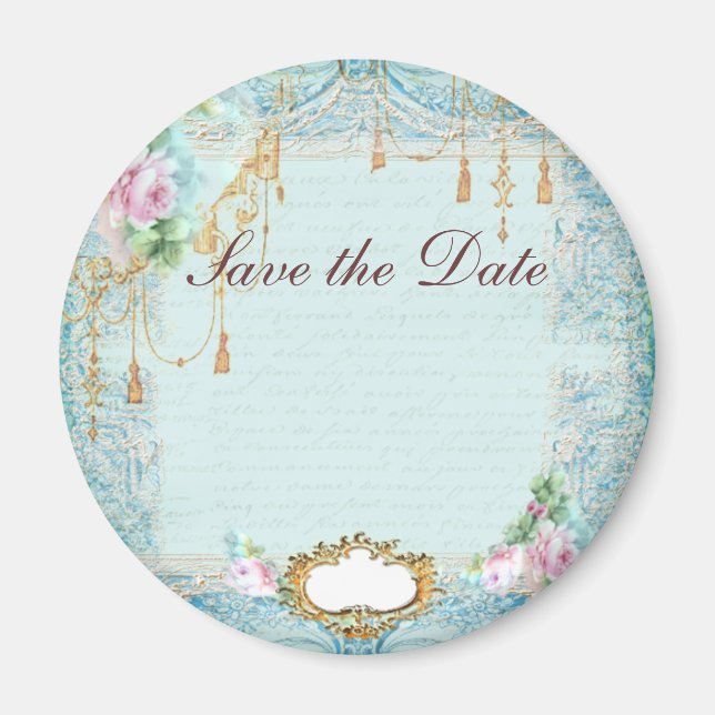 French roses n lace Save the Date Magnet (Front)