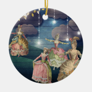 French Royals Dancing Under the Twinkling Lights Ceramic Ornament