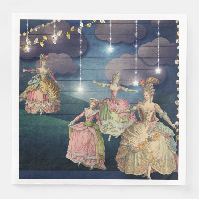 French Royals Dancing Under the Twinkling Lights Paper Dinner Napkins (Front)