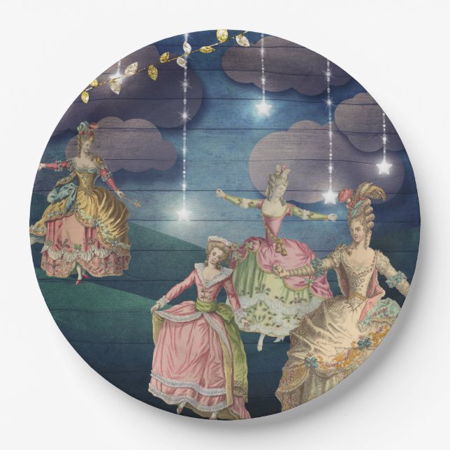 French Royals Dancing Under the Twinkling Lights Paper Plates (Front)