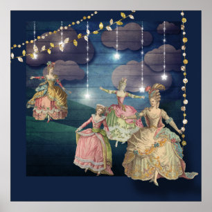 French Royals Dancing Under the Twinkling Lights Poster