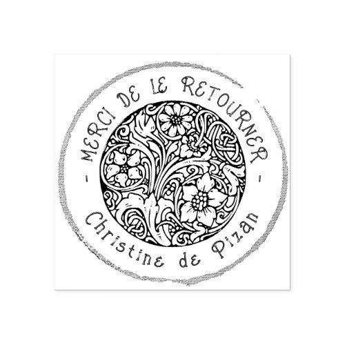 French Rustic Floral Distressed Return This Book Rubber Stamp
