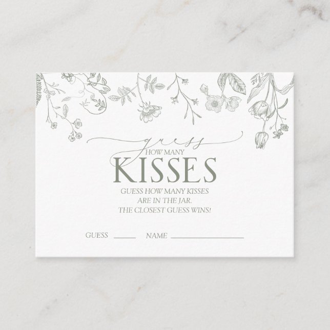 French Sage Green Victorian Floral Shower Game Enclosure Card (Front)