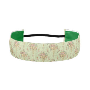 French Sage Green Victorian Style Floral Rococo Athletic Headband