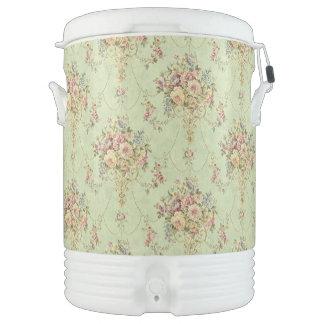 French Sage Green Victorian Style Floral Rococo Beverage Cooler