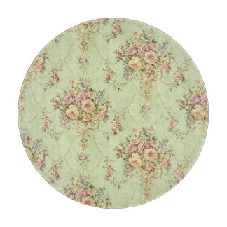 French Sage Green Victorian Style Floral Rococo Cutting Board