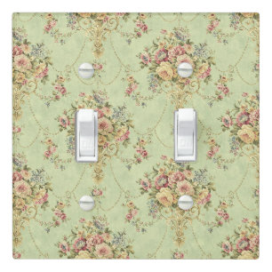 French Sage Green Victorian Style Floral Rococo Light Switch Cover